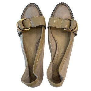 Vintage Chloé Leather Ballet Flats | Gold Buckle | Size 39 | 8.5 Made in Italy
